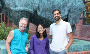 (l to r) Florian Engert, Akila Muthukumar, and Kumaresh Krishnan