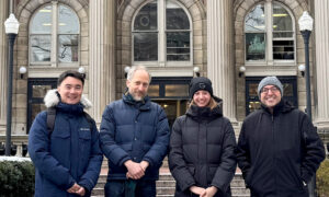 (l to r) Minhuan Li, Doeke Hekstra, Alisia Fadini, Mohammed AlQuraishi