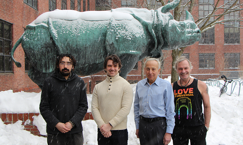 (l to r) Arman Zarghani-Shiraz, Kristian Herrera, Mark Fishman, and Florian Engert