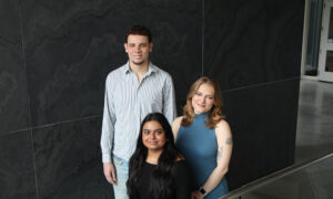 (l to r) Adam Bartholomew, Umme Anushka, and Hannah Niederriter
