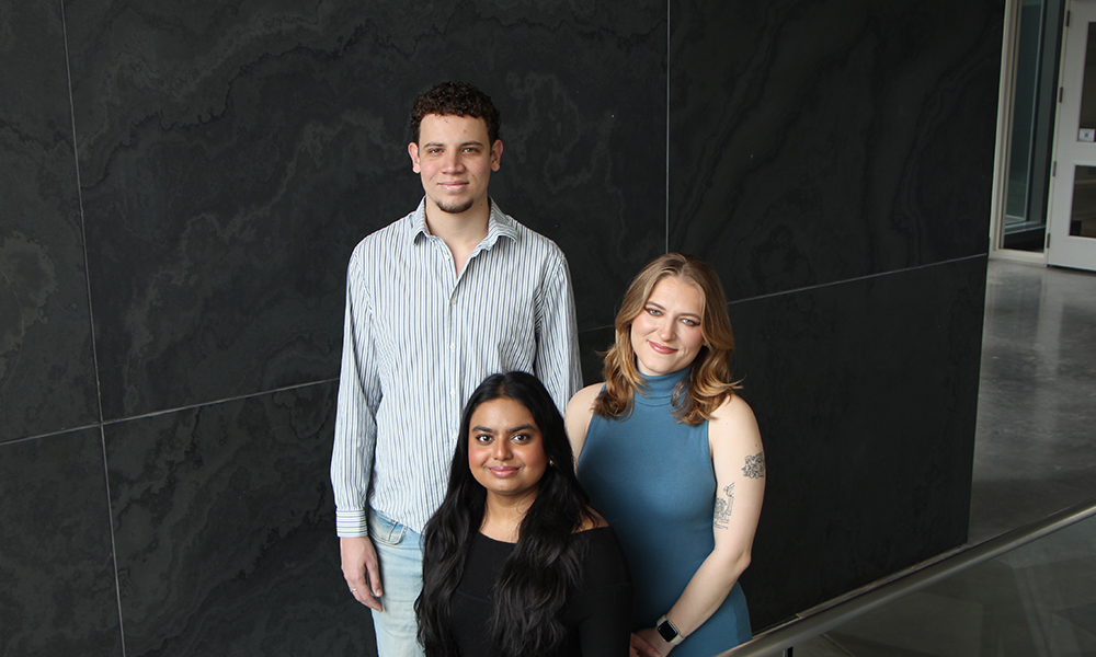 (l to r) Adam Bartholomew, Umme Anushka, and Hannah Niederriter