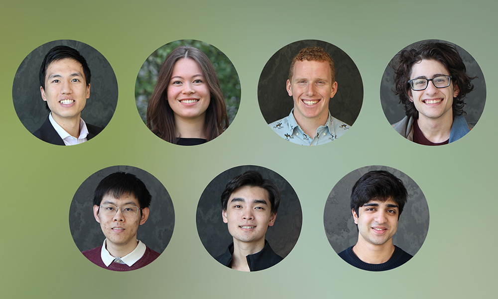 (l to r) Nicholas Dang, Jeffrey Qi, Cindy DeDianous, Christopher Shin, Hunter Haynes, Aran Sonnad-Joshi, and Rafael Jacobsen