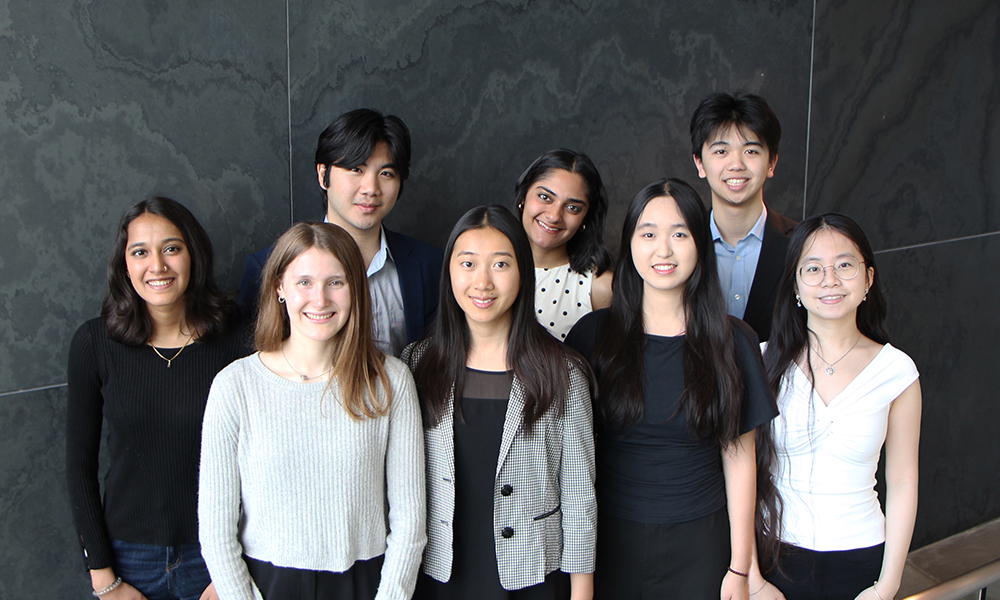 (l – r) Sandhya Kumar, Sydney M.Levy, Sean Meng, Mira Hu Jiang, Ashini Modi, Yuchen Huang, Aidan Jingwei Zhou, and Anne Liang
